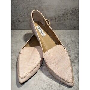 Steve Madden Feather Pink Crocodile Embossed Loafer Flats-Pointed Flats Size 9
